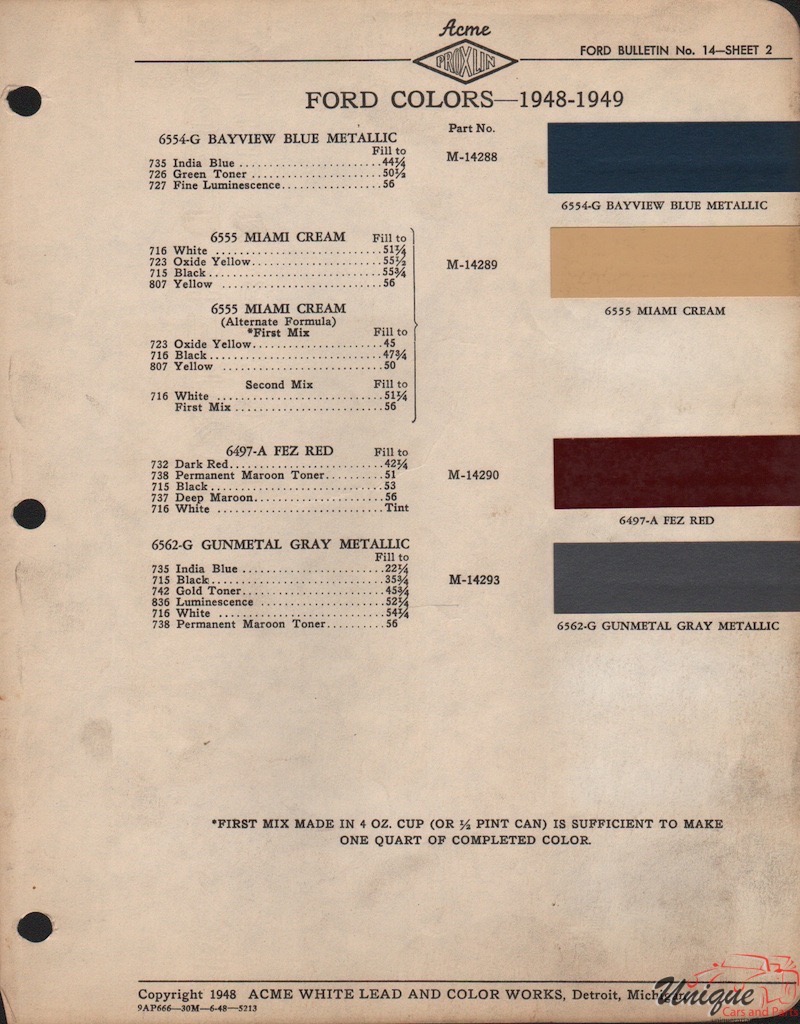 1949 Ford Paint Charts Acme 2